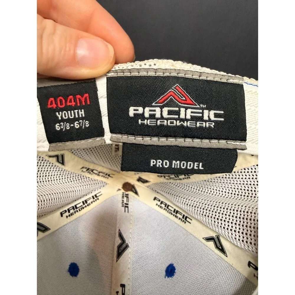 Pacific Headwear 404M Youth Trucker Hat Blue White Red Embroidered B Cap
